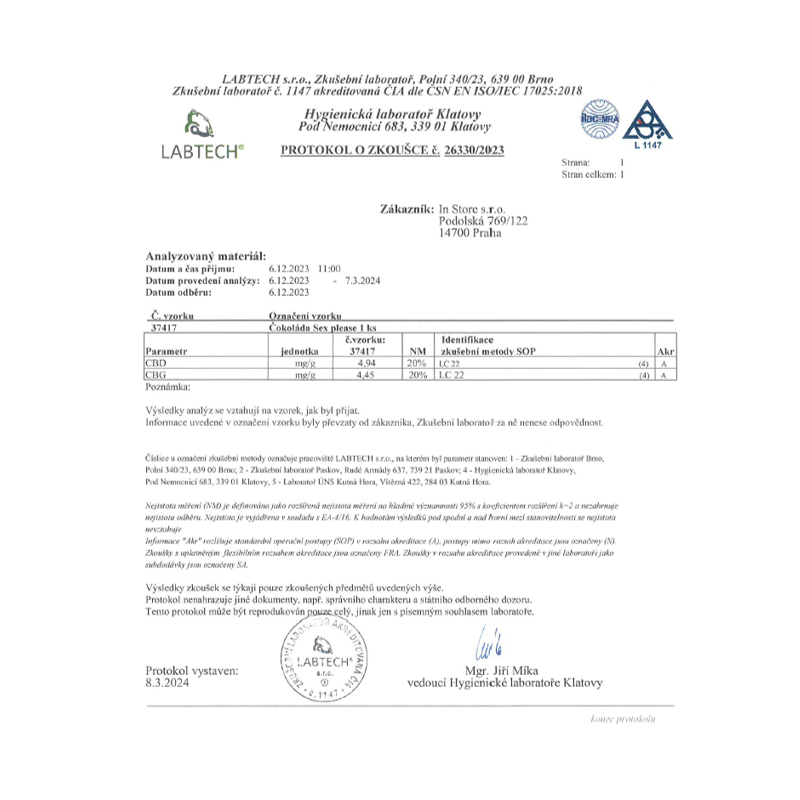 ČOKOLÁDA: LÁSKU, PROSÍM – 10 ks, 200mg CBD, 150mg CBG