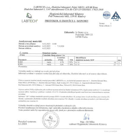 ČOKOLÁDA: PRO HLUBOKÝ A DLOUHÝ SPÁNEK – 10 ks, 200mg CBD, 150mg CBN