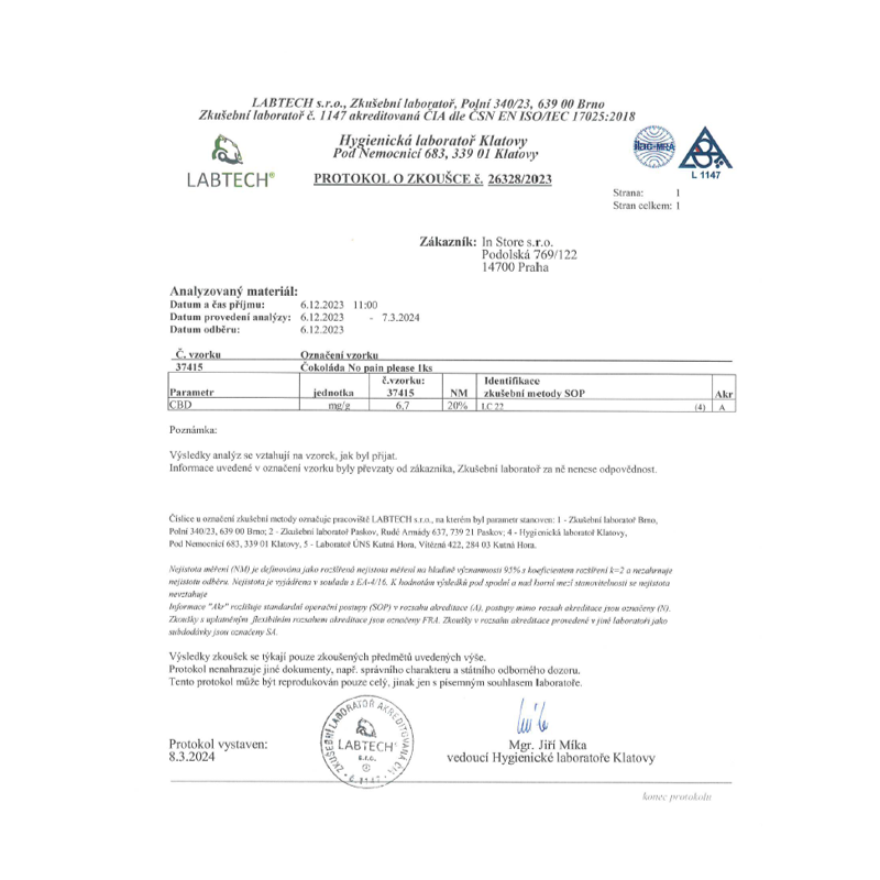 ČOKOLÁDA: PRO FYZICKOU I PSYCHICKOU ÚLEVU – 20 ks, 600mg CBD