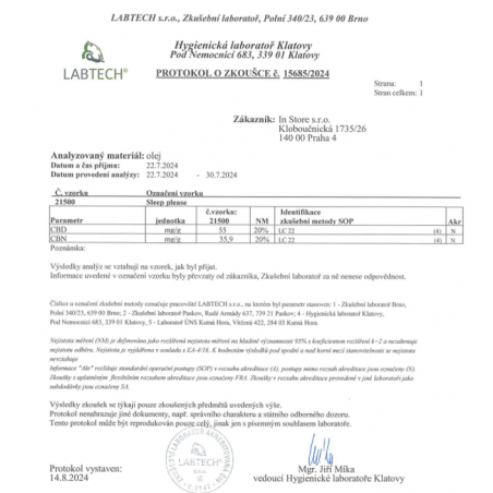 OLEJ: PRO HLUBOKÝ A DLOUHÝ SPÁNEK – 30ml/3000mg