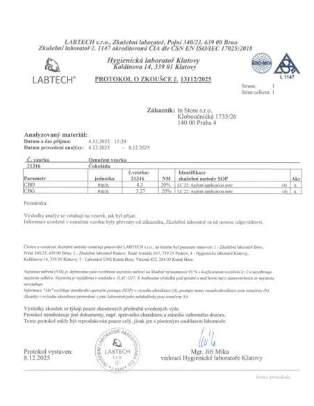 ČOKOLÁDA: LÁSKU, PROSÍM – 10 ks, 200mg CBD, 150mg CBG